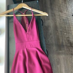 Burgundy skater dress with lace back WINDSOR